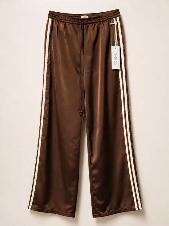 Sienna Sky Pants - Sienna Sky NWT Chocolate Brown Satin Wide Leg Track Pants XL
